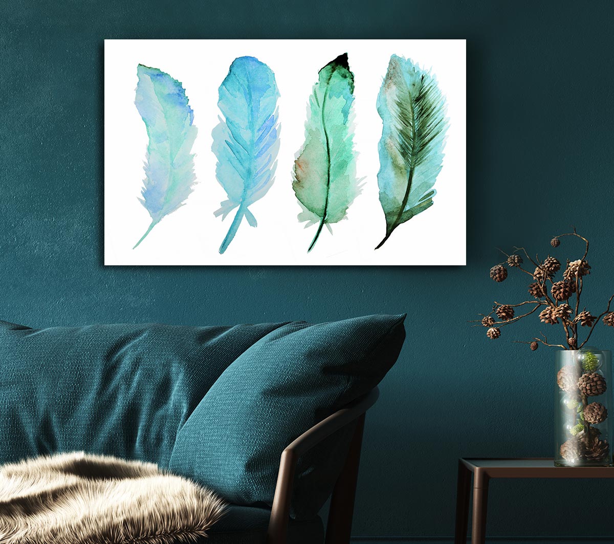 Green Blue Indian Feathers