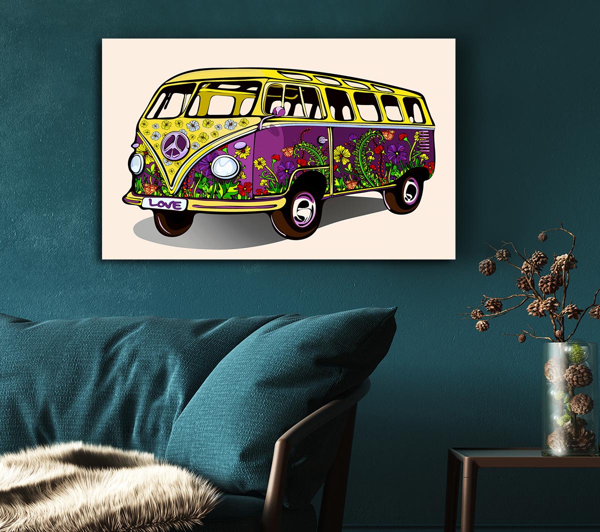 Flower Power VW Camper Van