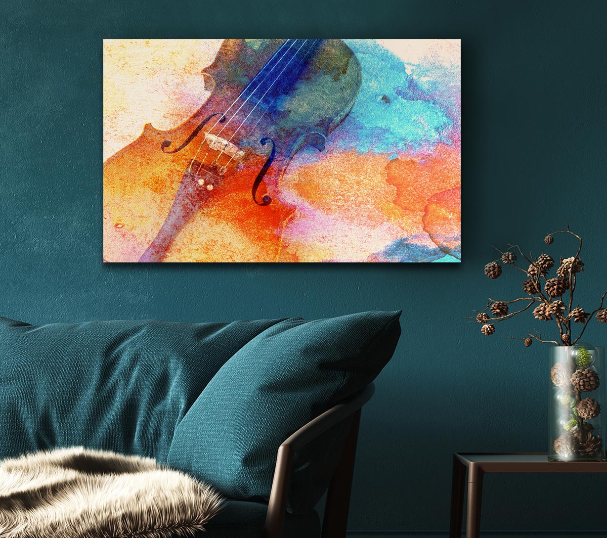 Water colour splash violin