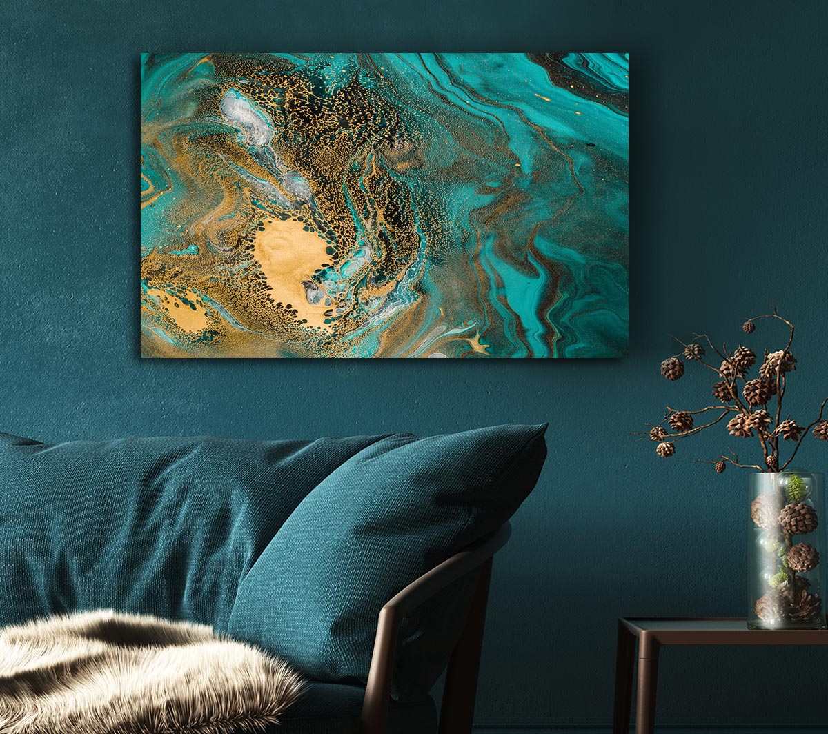 Buy Turquoise & Teal Oil Flow Canvas