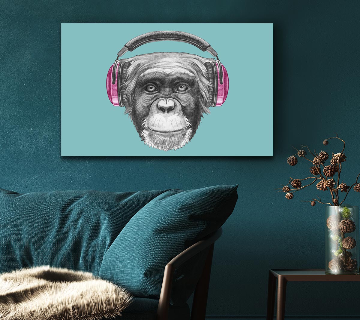 Chimpanzee Headphone Dj