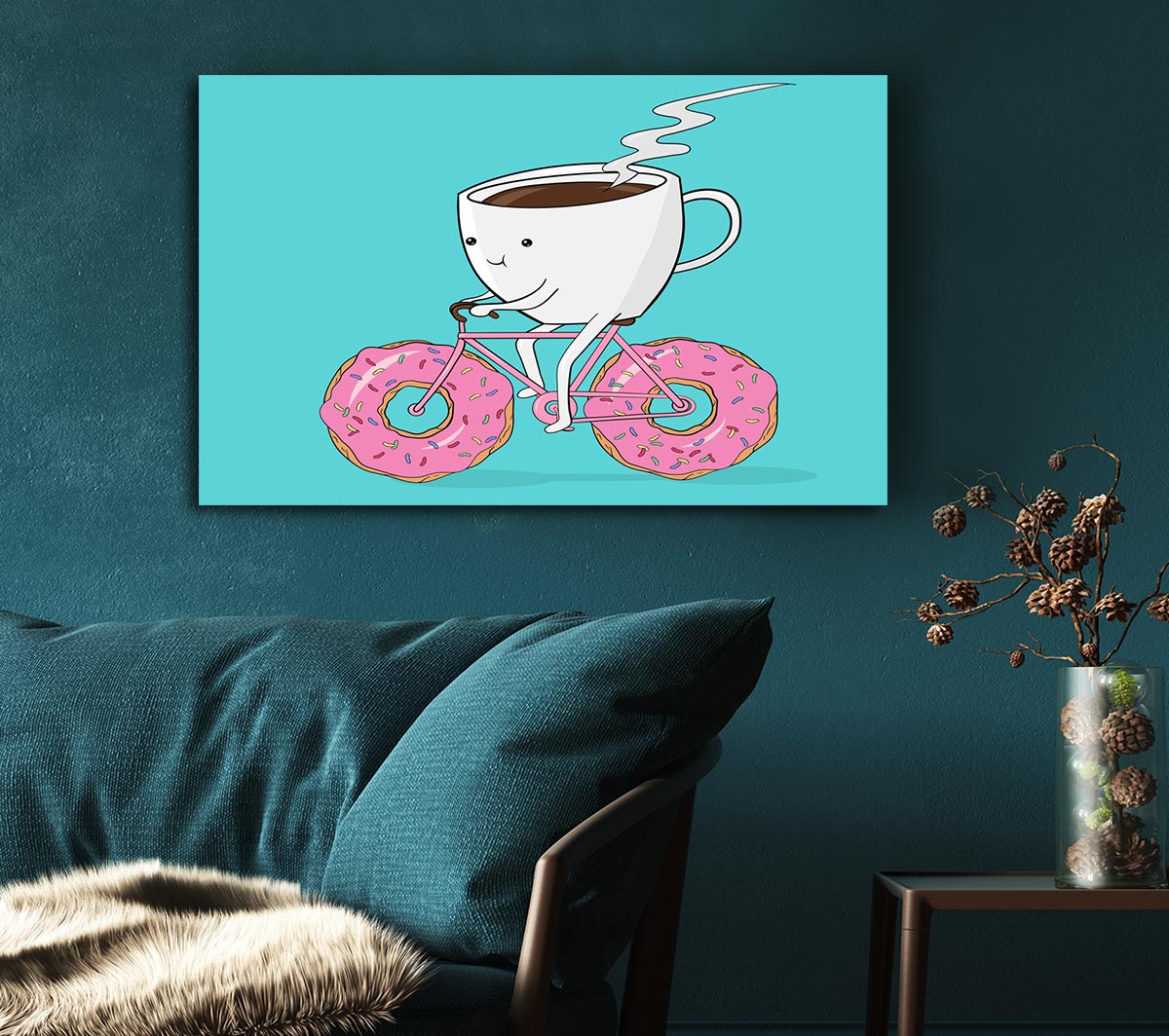 Coffee Riding A Donut Bicycle