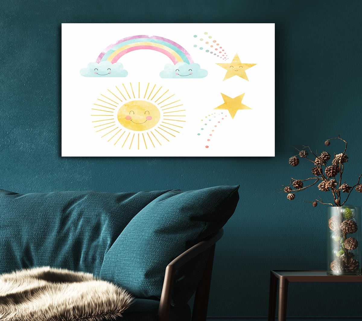 Happy Rainbow And Clouds