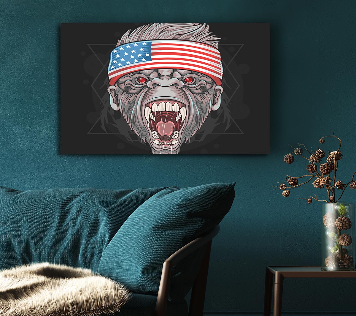 Angry Gorilla American Flag