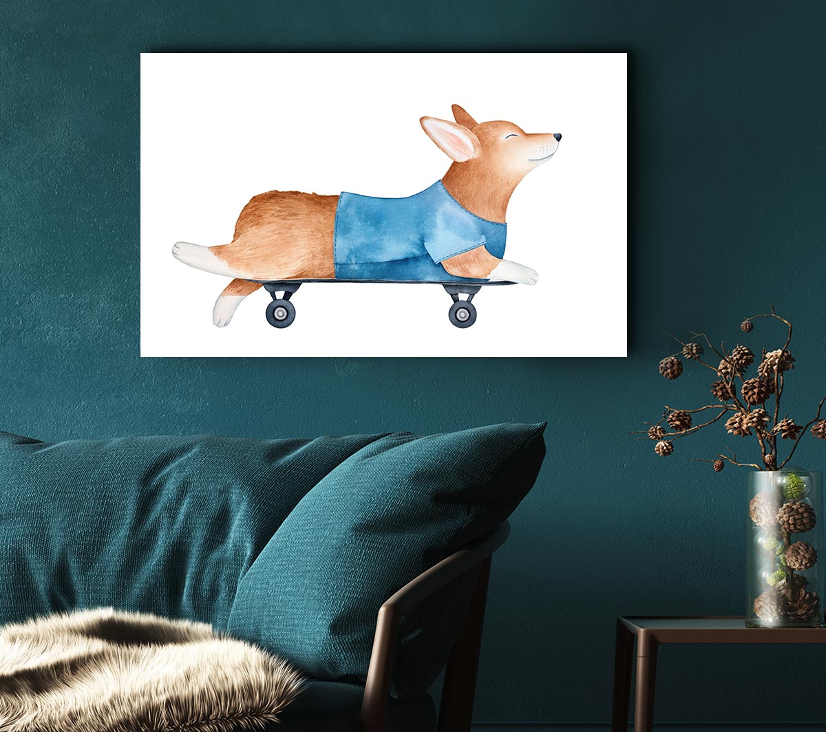 Corgi On A Skateboard