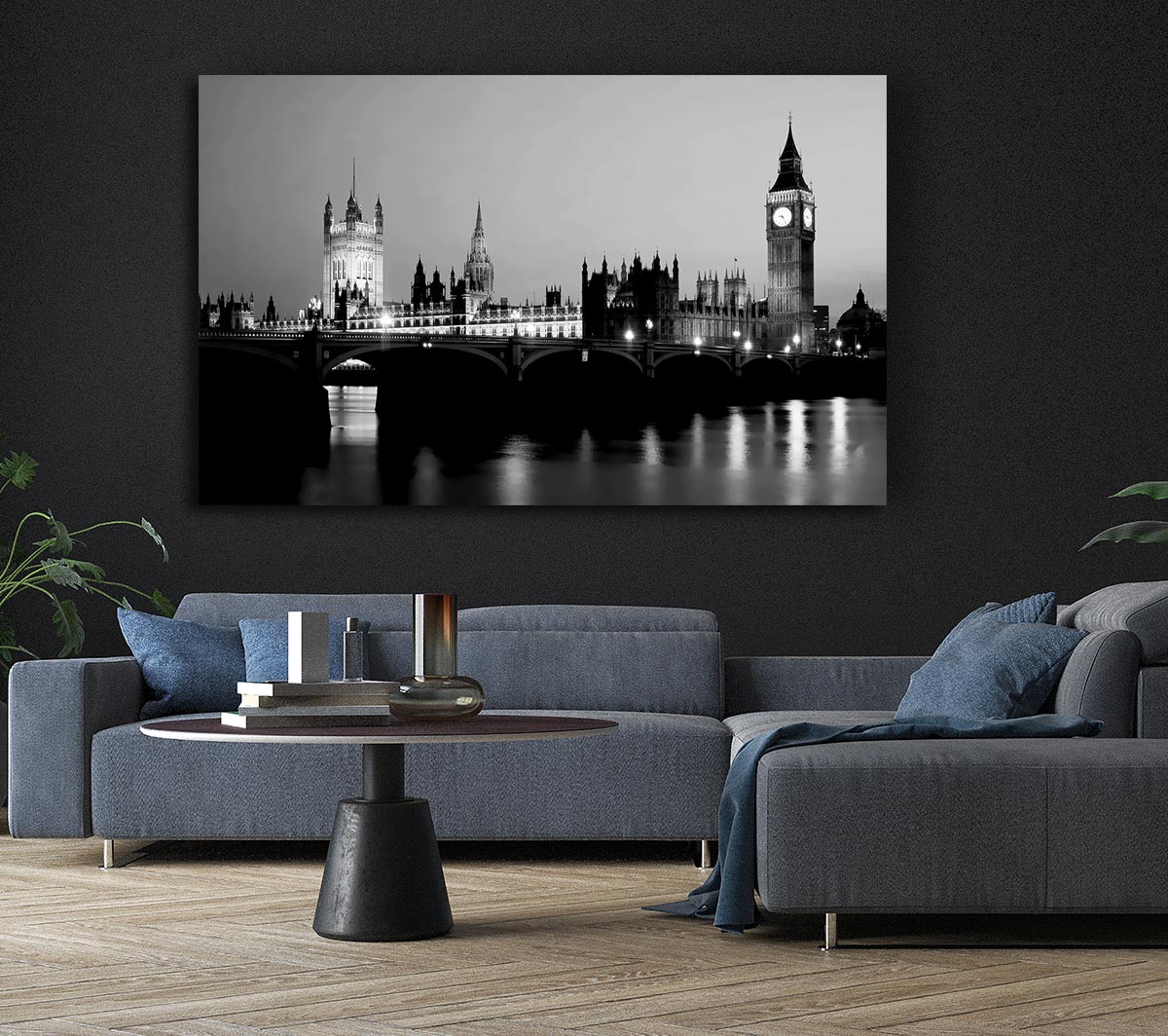 London Houses Of Parliament With Big Ben B n W