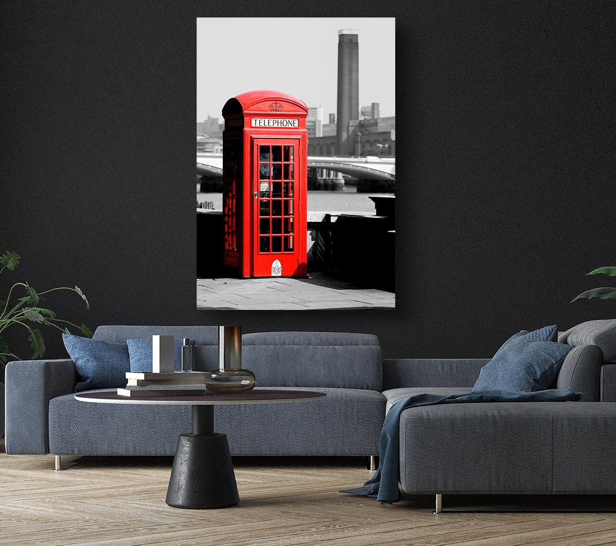 London Red Telephone Box B n W