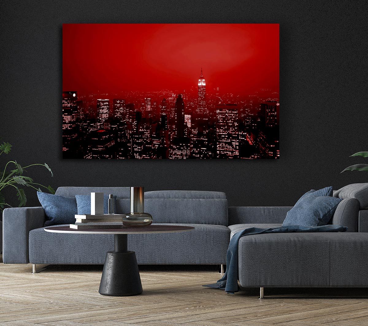 New York City Empire State Building Red