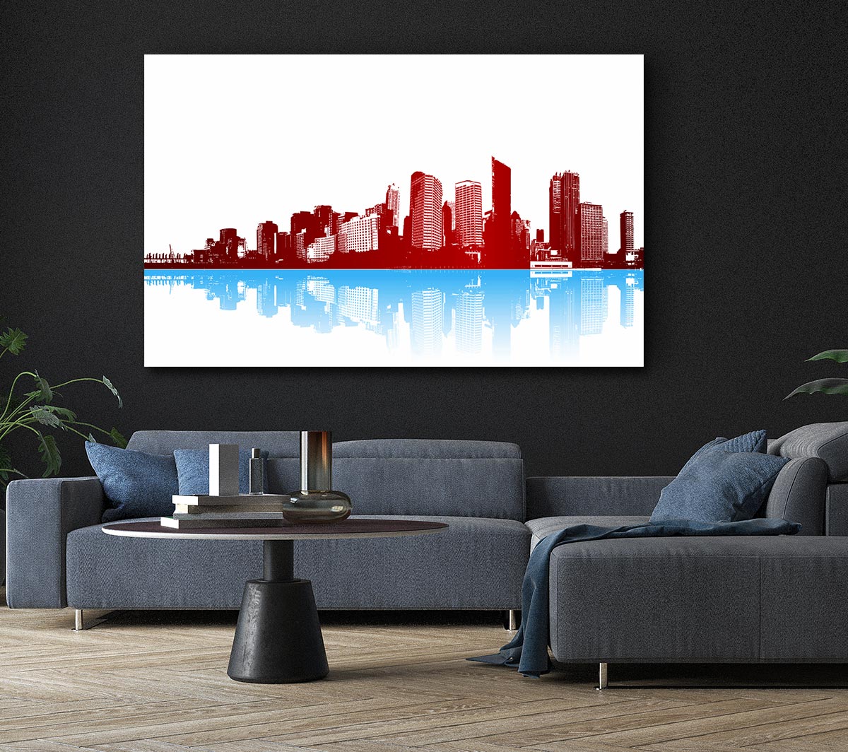 Red New York In Blue Reflections