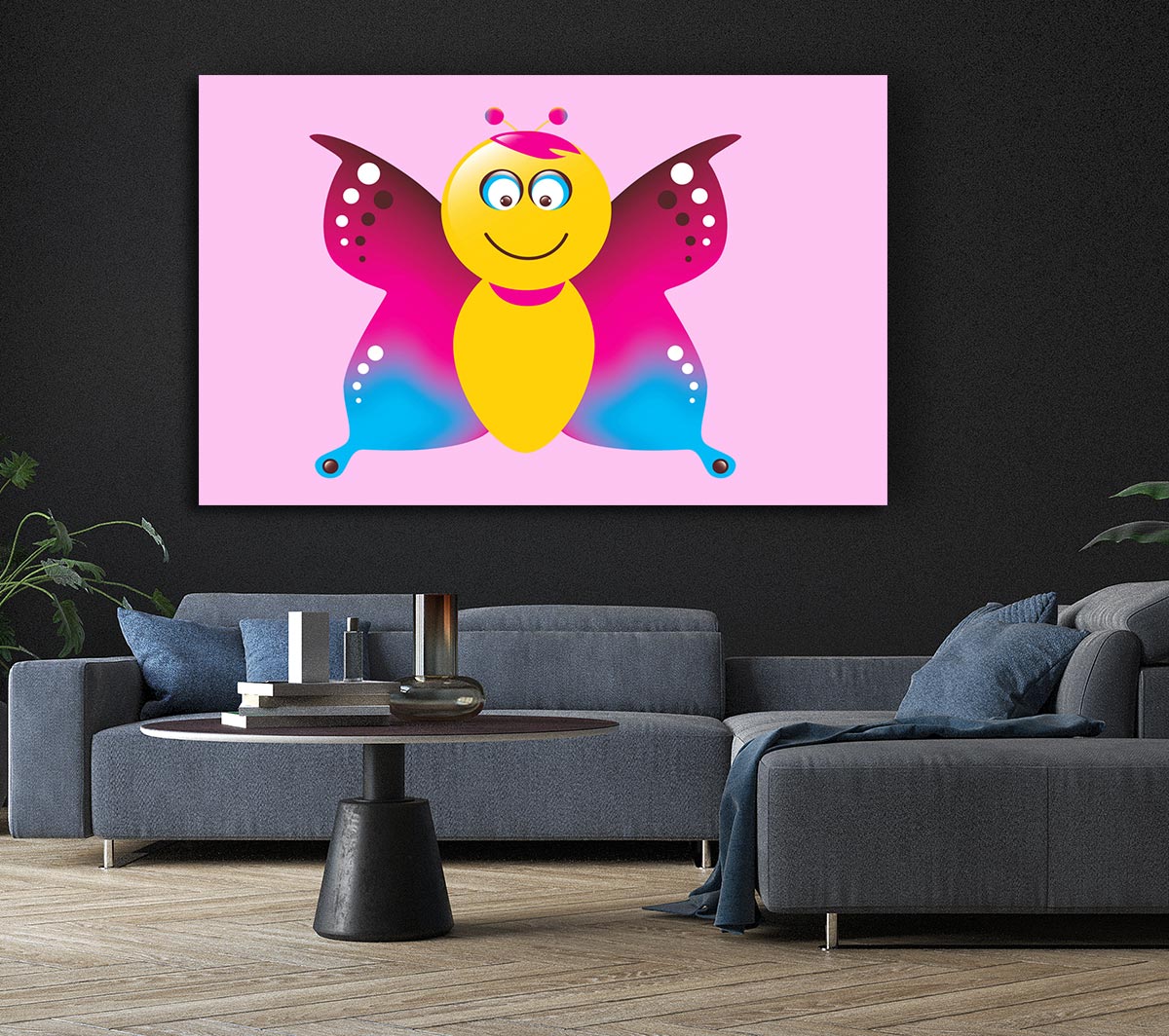 Butterfly Cartoon Face Pink