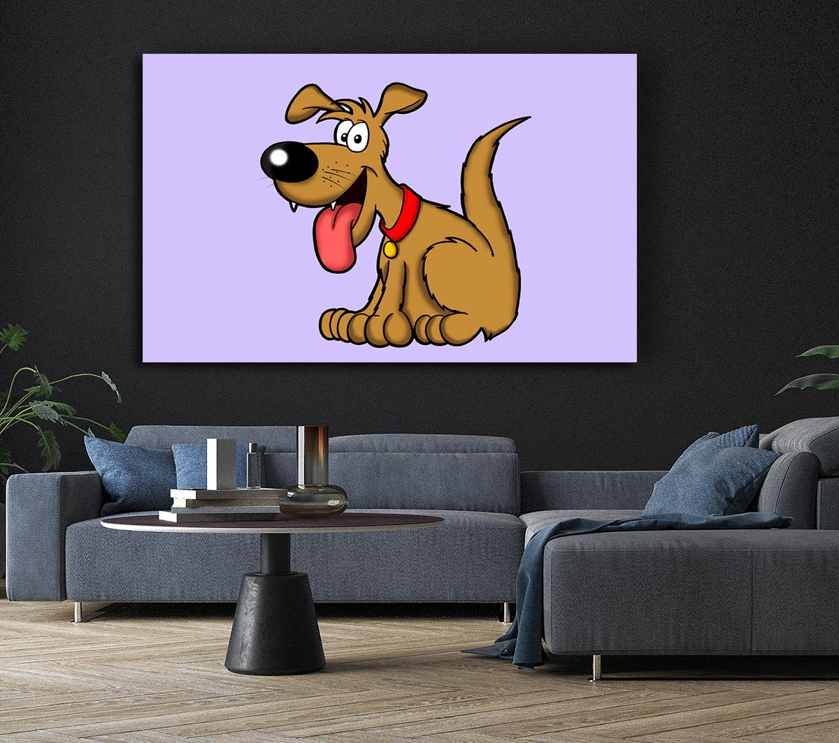 Happy Dog Cartoon With Tongue Out Lilac