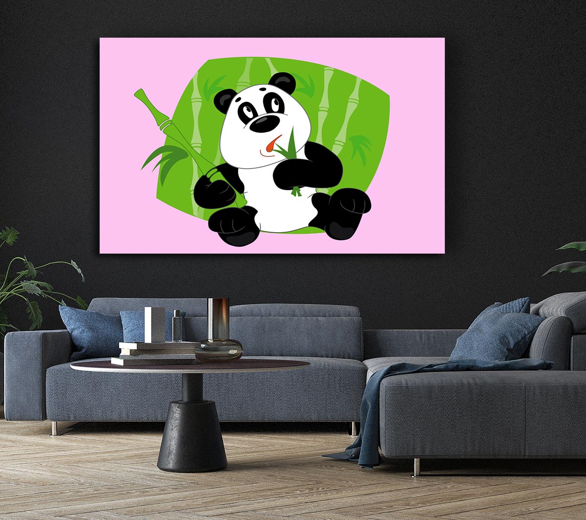 Panda Eating Bamboo Pink