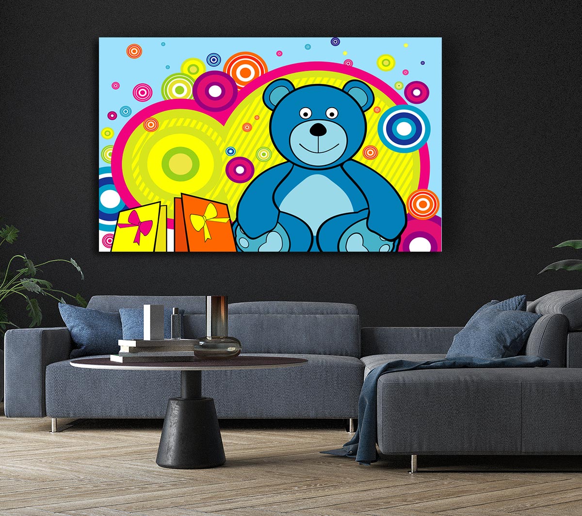 Teddy Bear Circles Baby Blue