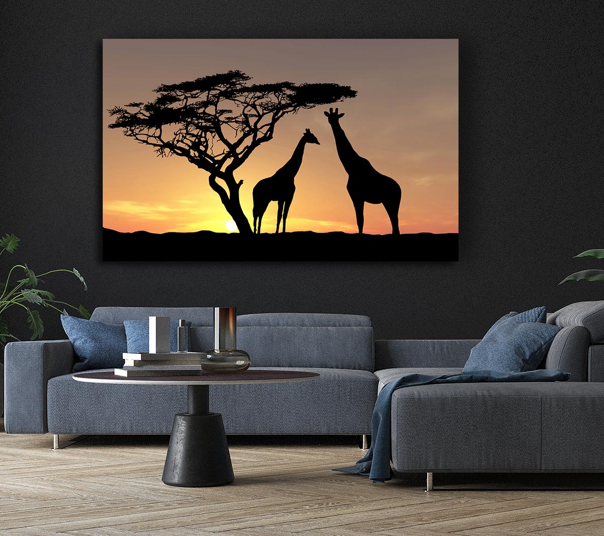 Giraffes At Sunset