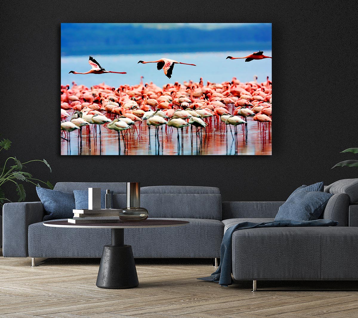 Pink Flamingos In Flight