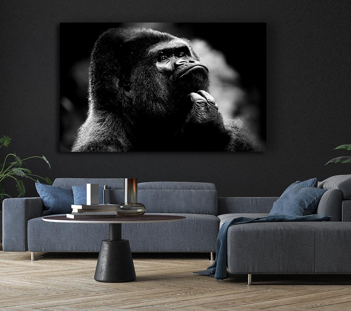 Thoughtful Gorilla B n W