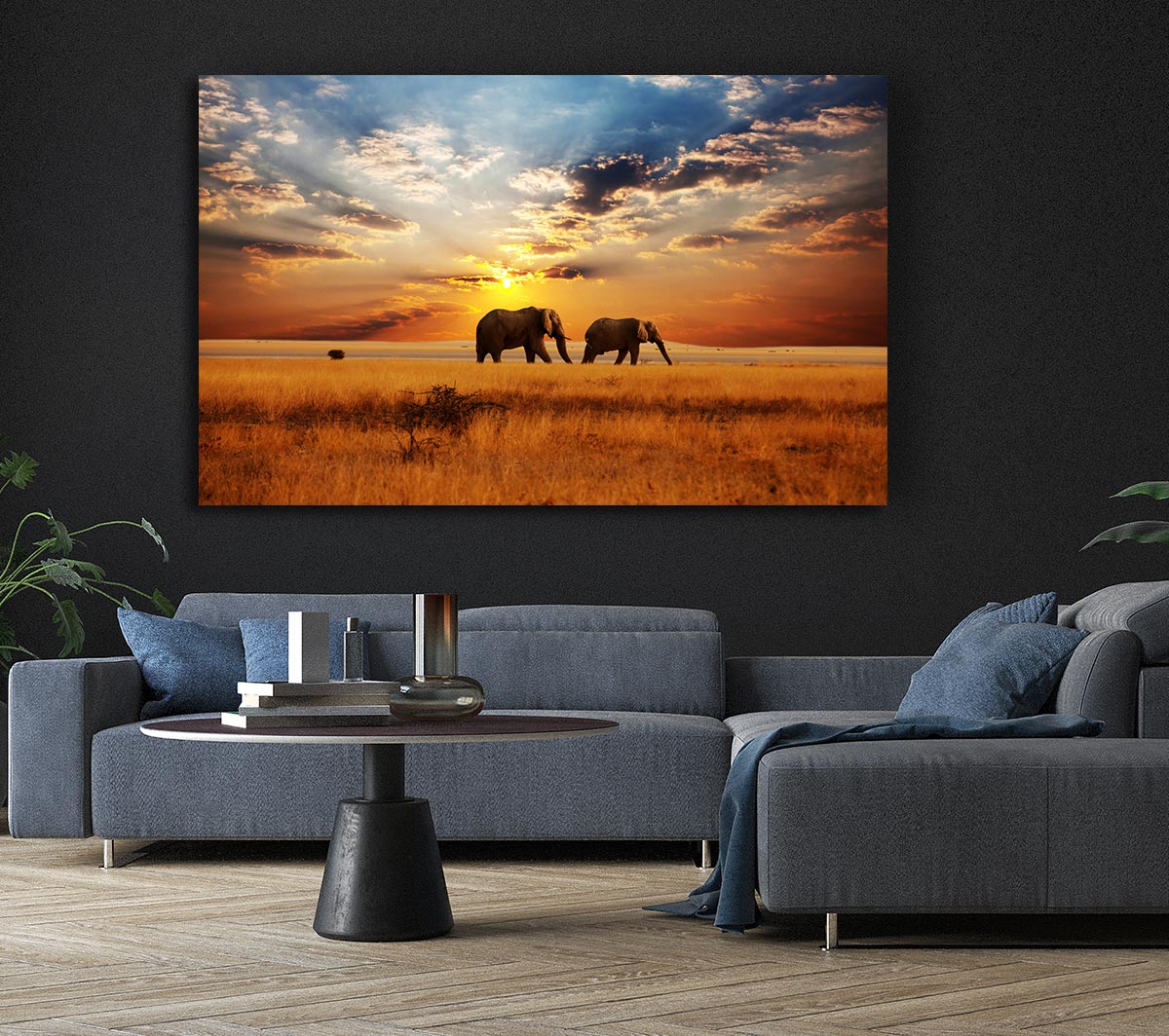 Elephant duo sunset