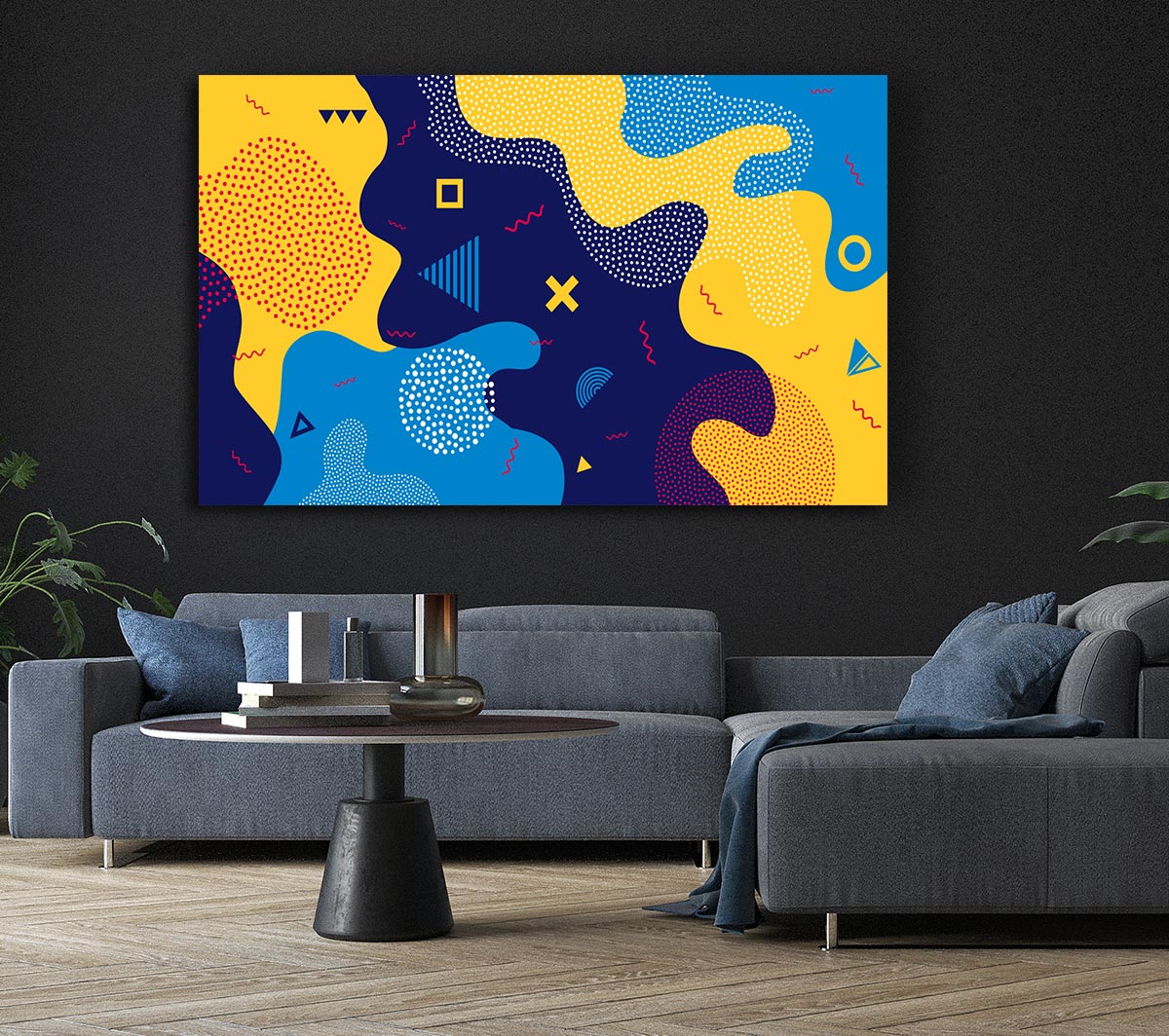 Blue And Yellow Modern Shapes