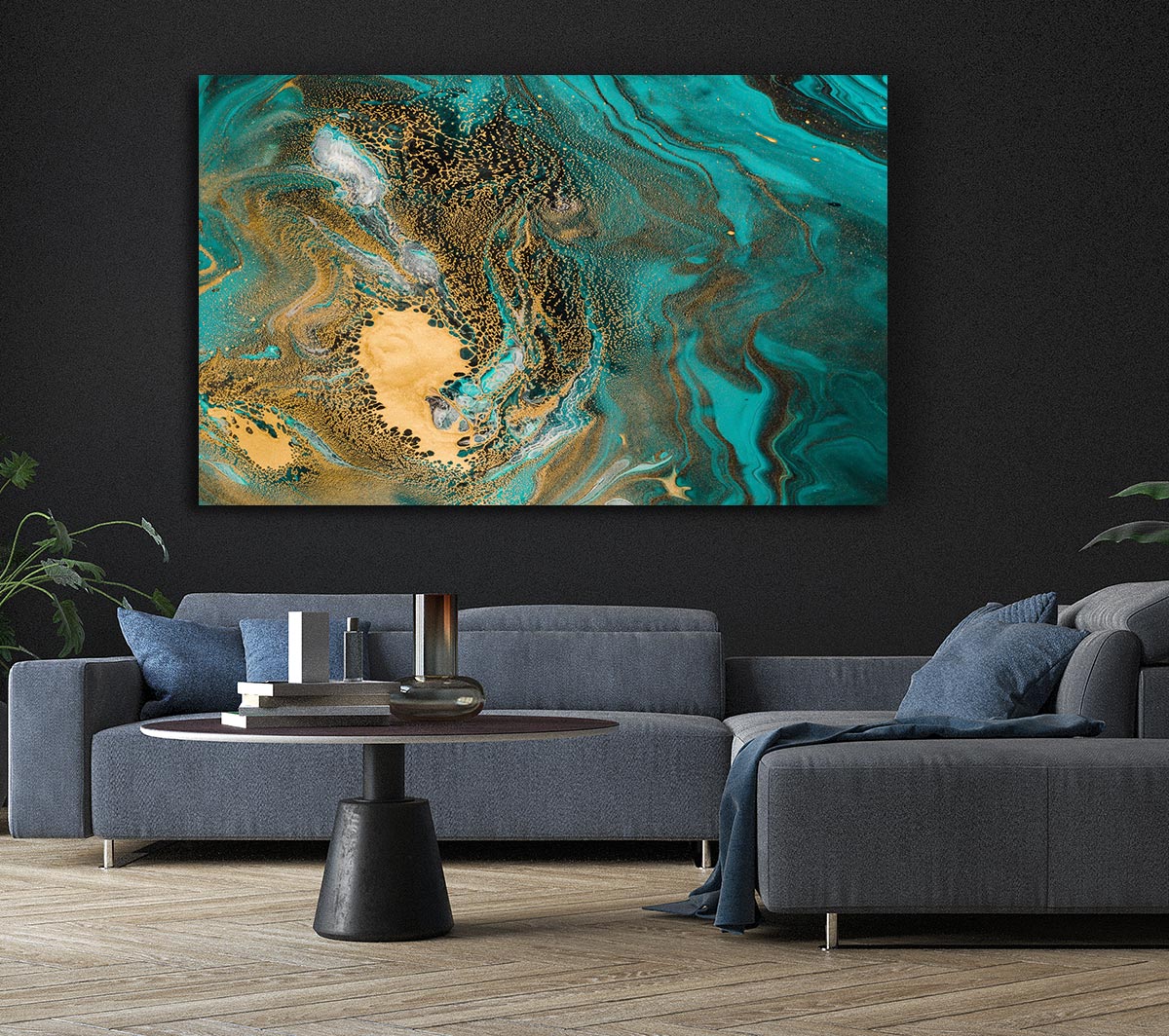 Buy Turquoise & Teal Oil Flow Canvas