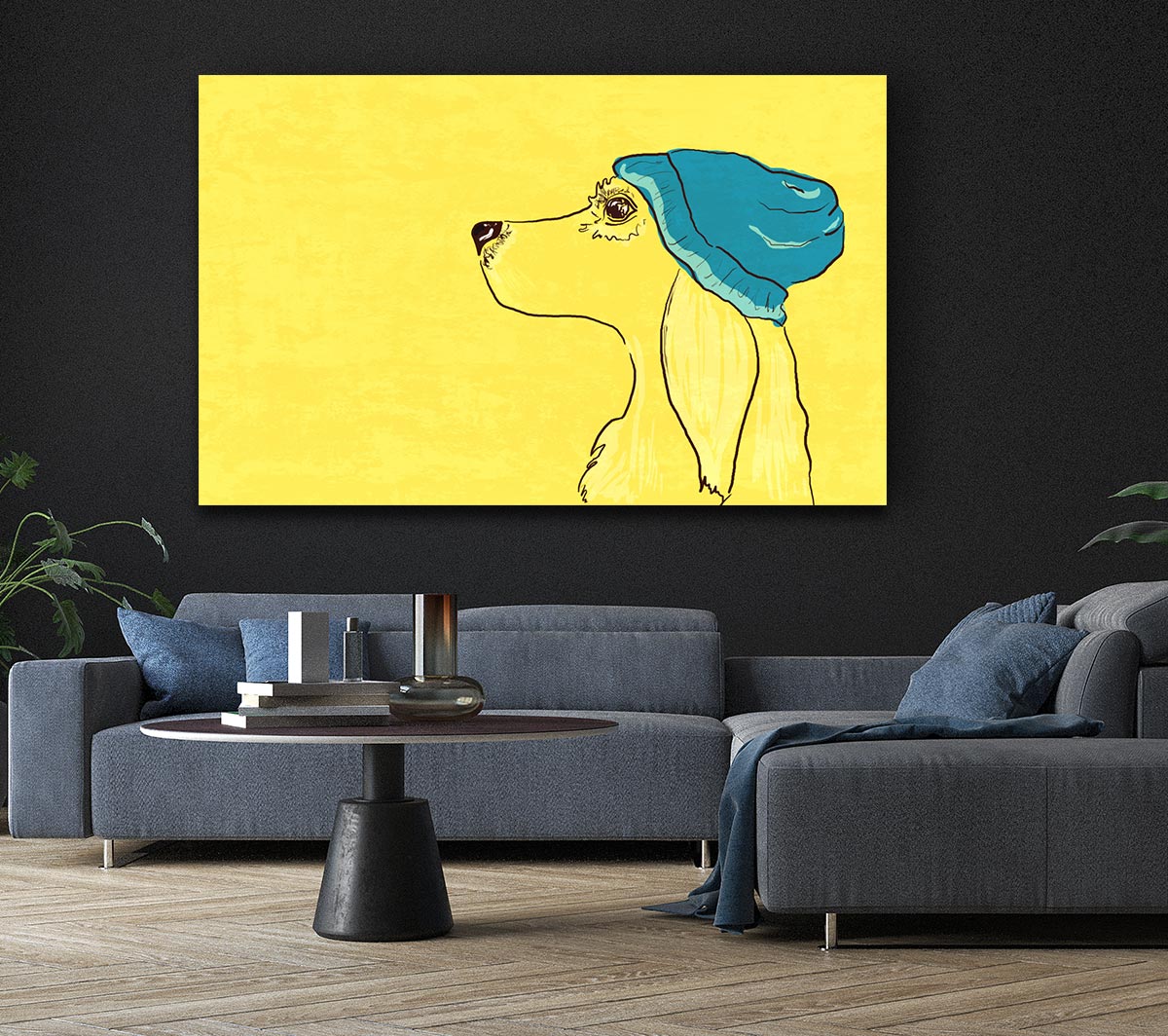 Yellow Dog With Blue Hat