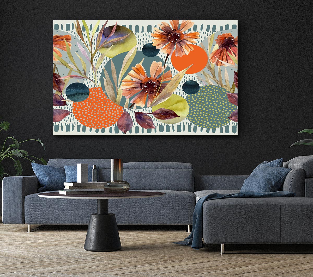 Cut Out Flowers On Abstract