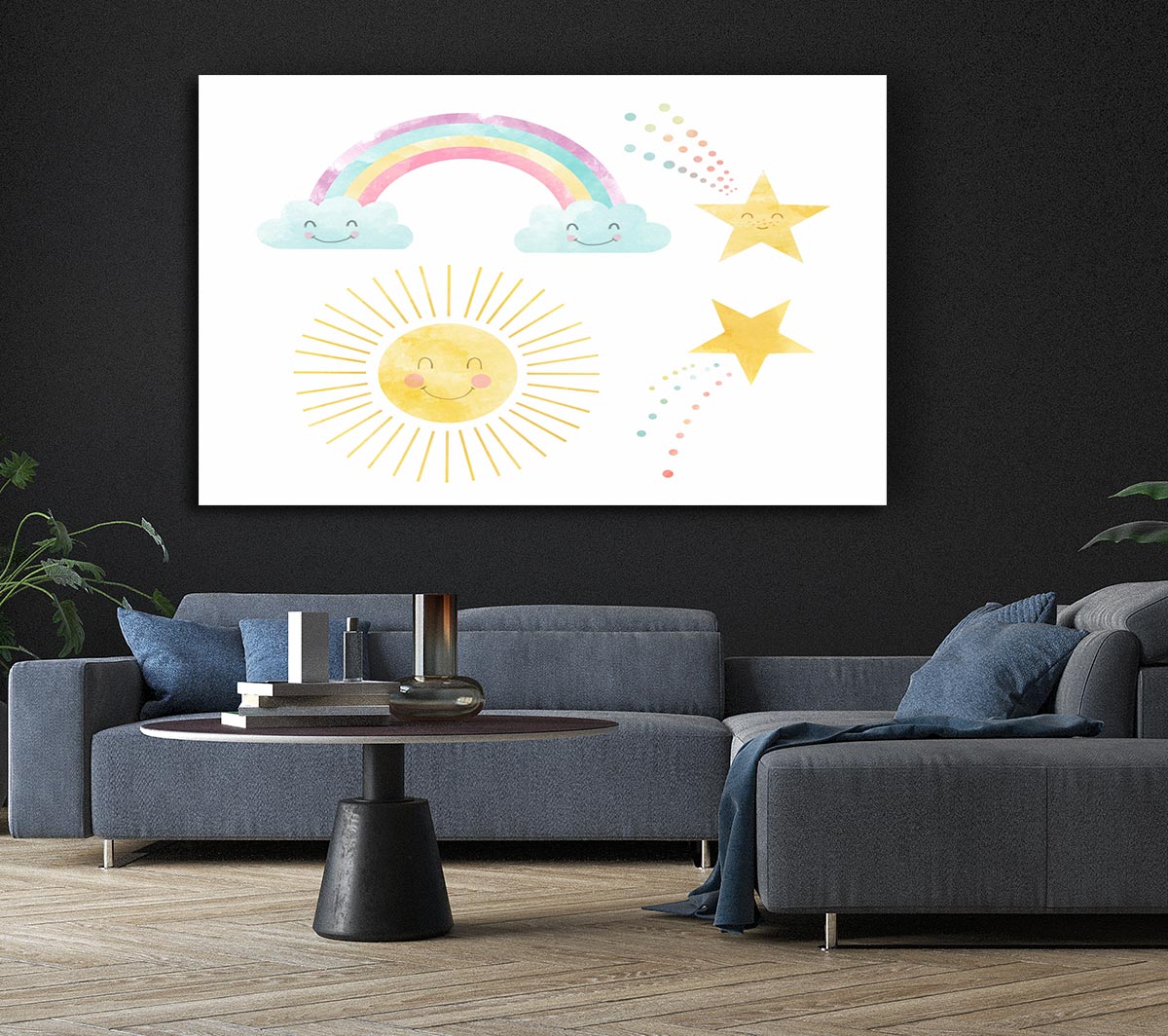 Happy Rainbow And Clouds