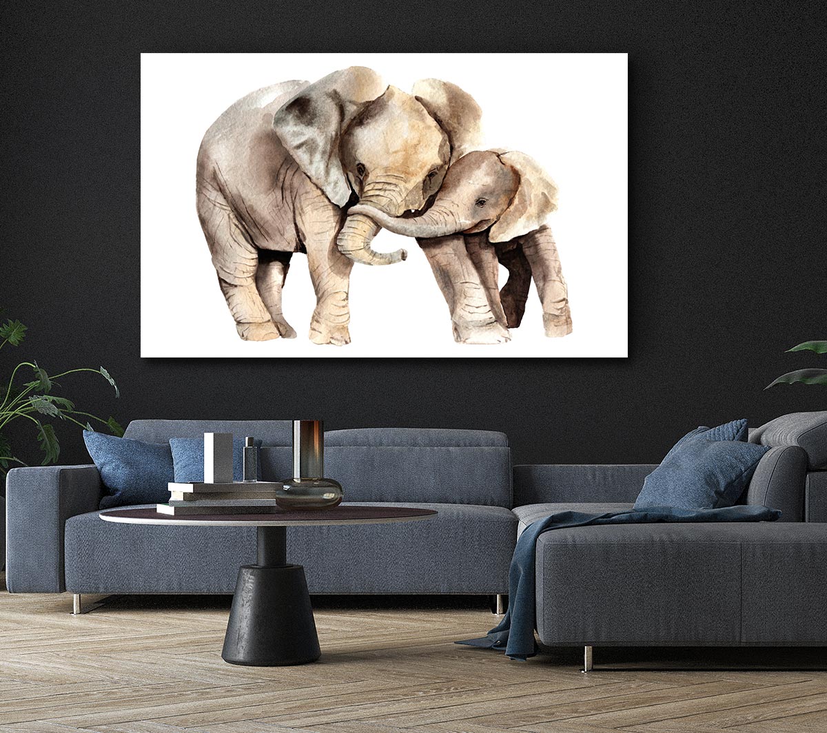 Elephants Holding Trunks