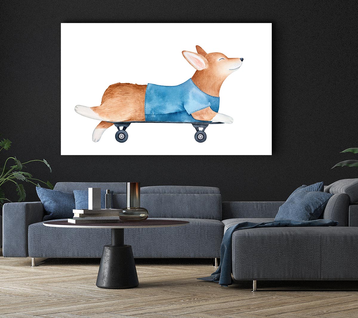 Corgi On A Skateboard